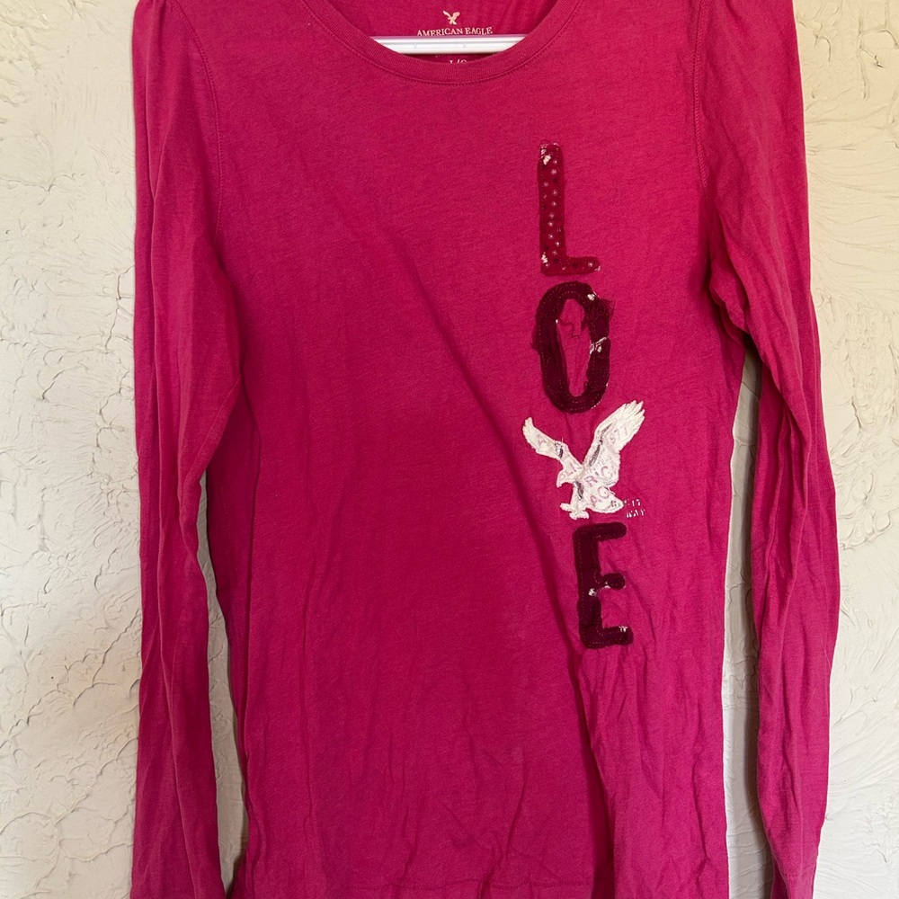 American Eagle Outfitters Pink Long Sleeve Shirt